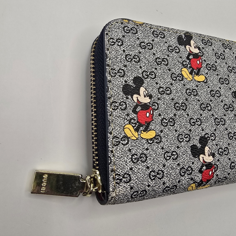 Disney Mickey Mouse Gray Fashion Inspired Monogram Logo Wallet - Picture 3 of 16